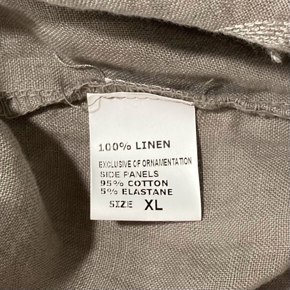 LINA TOMEI Italy 100% Italian Linen Sleeveless Embroidered Dress | Taupe | NWT - Picture 7 of 10